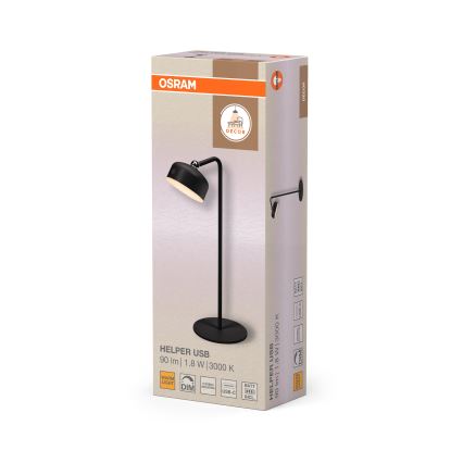 Osram - Wiederaufladbare, dimmbare LED-Tischlampe 3-in-1 DECOR HELPER LED/1,8W/5V schwarz