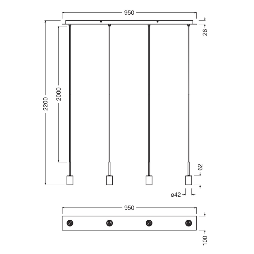 Osram - Zuleitung NEEDLE PENDANT 4xE27/25W/230V beige