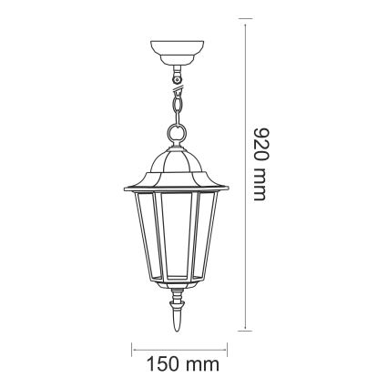 Outdoor-Hängeleuchte 1xE27/20W/230V IP43 Patina