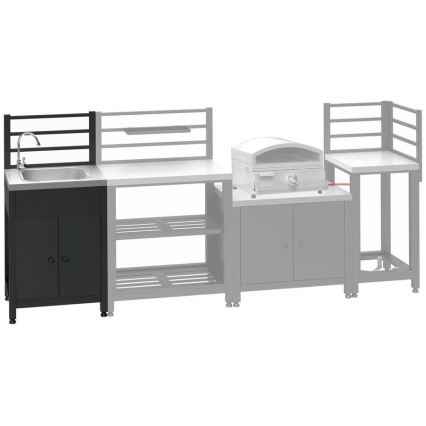 Outdoor-Modul: Tisch mit Spüle 60x47x123 cm, schwarz/Edelstahl