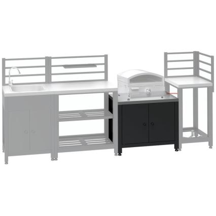Outdoor-Modul Unterschrank für Grill 80x47x69 cm schwarz/Edelstahl