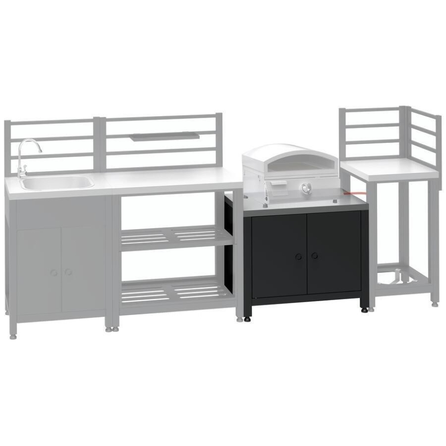 Outdoor-Modul Unterschrank für Grill 80x47x69 cm schwarz/Edelstahl