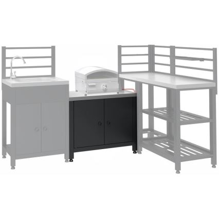 Outdoor-Modul Unterschrank für Grill 80x47x69 cm schwarz/Edelstahl