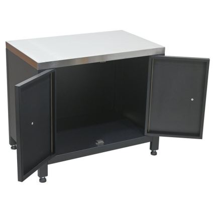 Outdoor-Modul Unterschrank für Grill 80x47x69 cm schwarz/Edelstahl