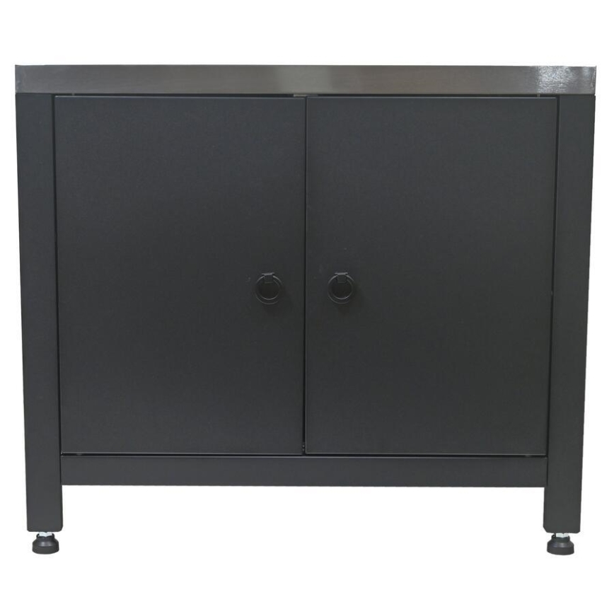 Outdoor-Modul Unterschrank für Grill 80x47x69 cm schwarz/Edelstahl