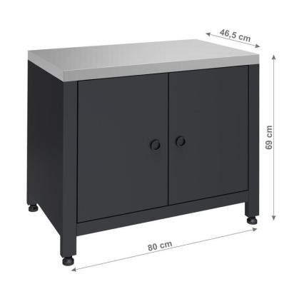 Outdoor-Modul Unterschrank für Grill 80x47x69 cm schwarz/Edelstahl