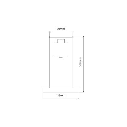 Outdoor-Steckdosensäule 1Z SCHUKO 230V IP44 20 cm schwarz