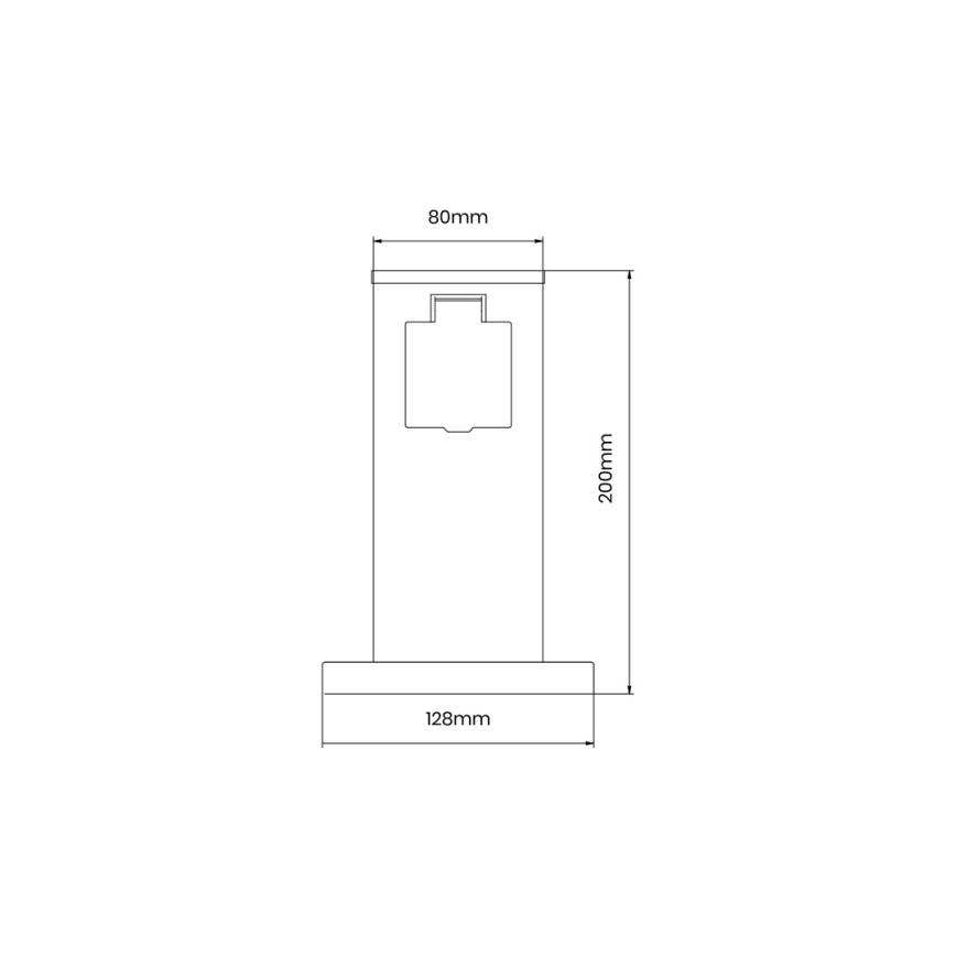 Outdoor-Steckdosensäule 1Z SCHUKO 230V IP44 20 cm schwarz