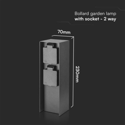 Outdoor-Steckdosensäule 2Z 230V IP44