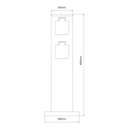 Outdoor-Steckdosensäule 2Z SCHUKO 230V IP44 40 cm schwarz
