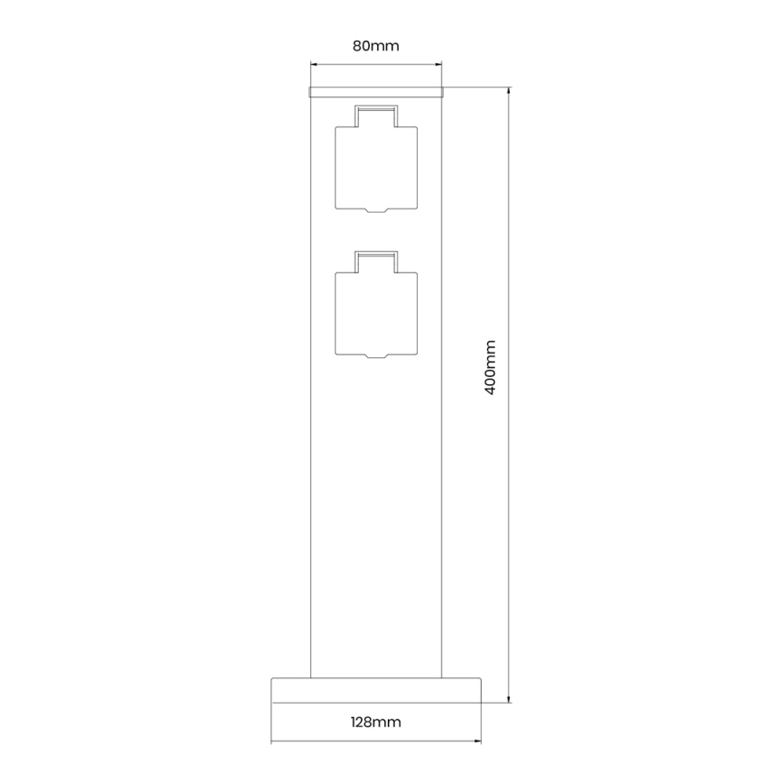 Outdoor-Steckdosensäule 2Z SCHUKO 230V IP44 40 cm schwarz