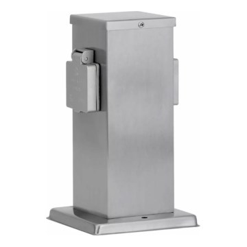 Outdoor-Steckdosensäule 2Z SCHUKO 230V matt Chrom IP44