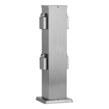 Outdoor-Steckdosensäule 4Z SCHUKO 230V matt Chrom IP44