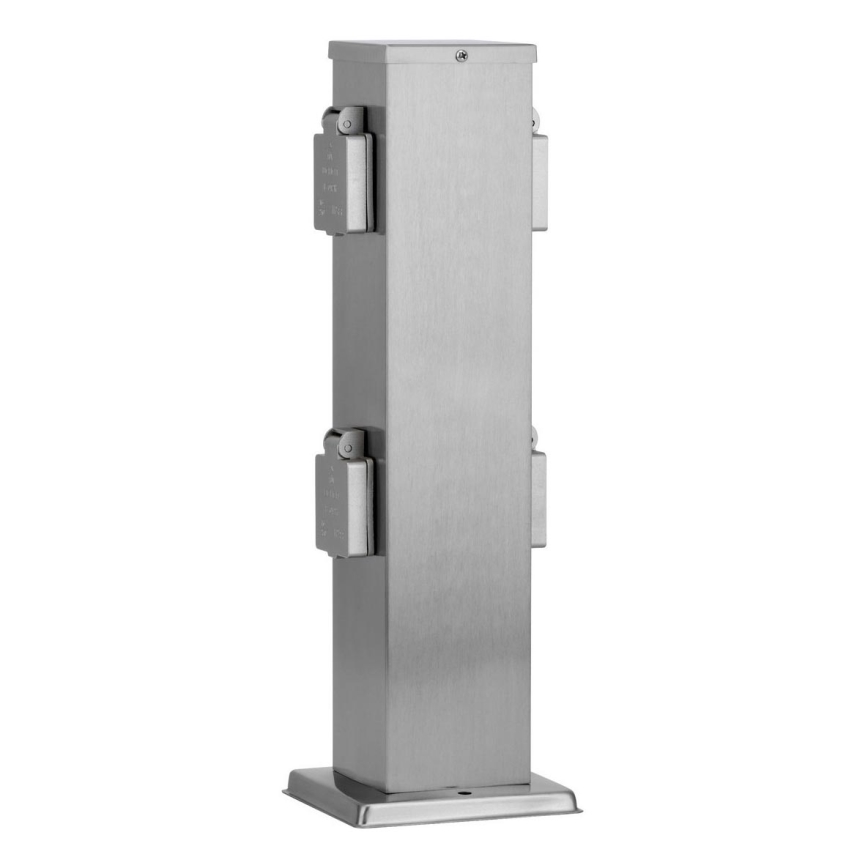 Outdoor-Steckdosensäule 4Z SCHUKO 230V matt Chrom IP44