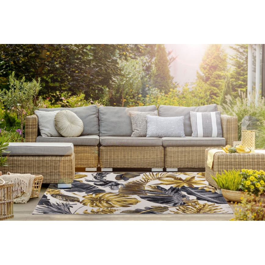 Outdoor-Teppich CAPPUCCINO 80x165 cm gold/grau/weiß