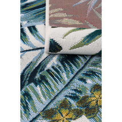 Outdoor-Teppich CAPPUCCINO 80x165 cm türkis/weiß