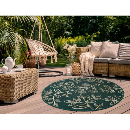 Outdoor-Teppich JUNGLE 135 cm grün/Blattmuster