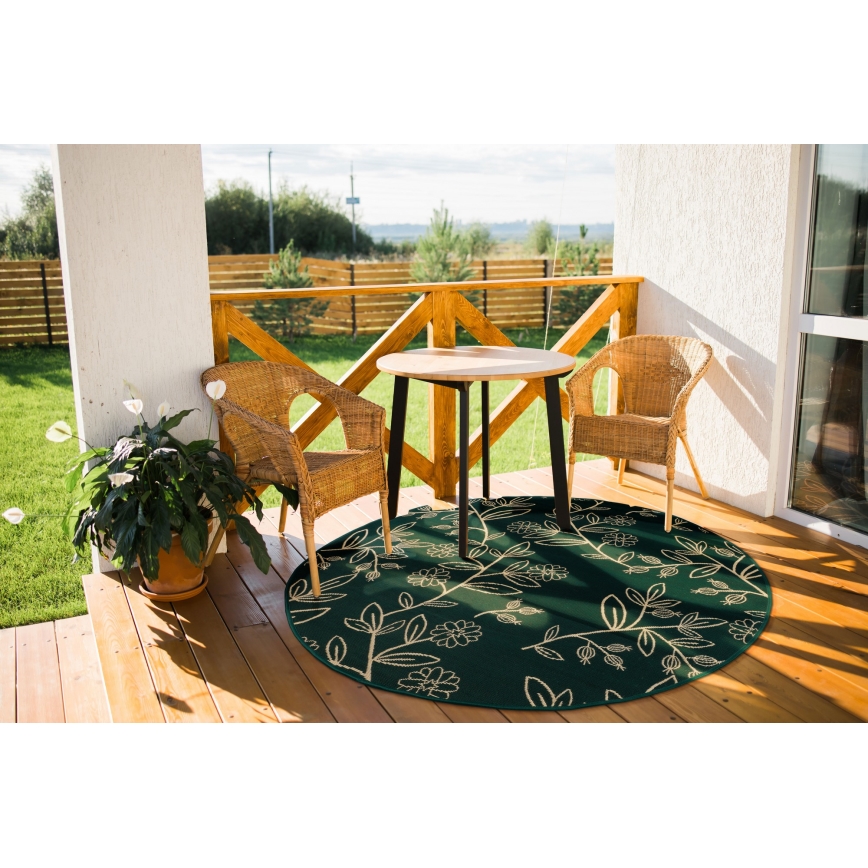 Outdoor-Teppich JUNGLE 135 cm grün/Blattmuster