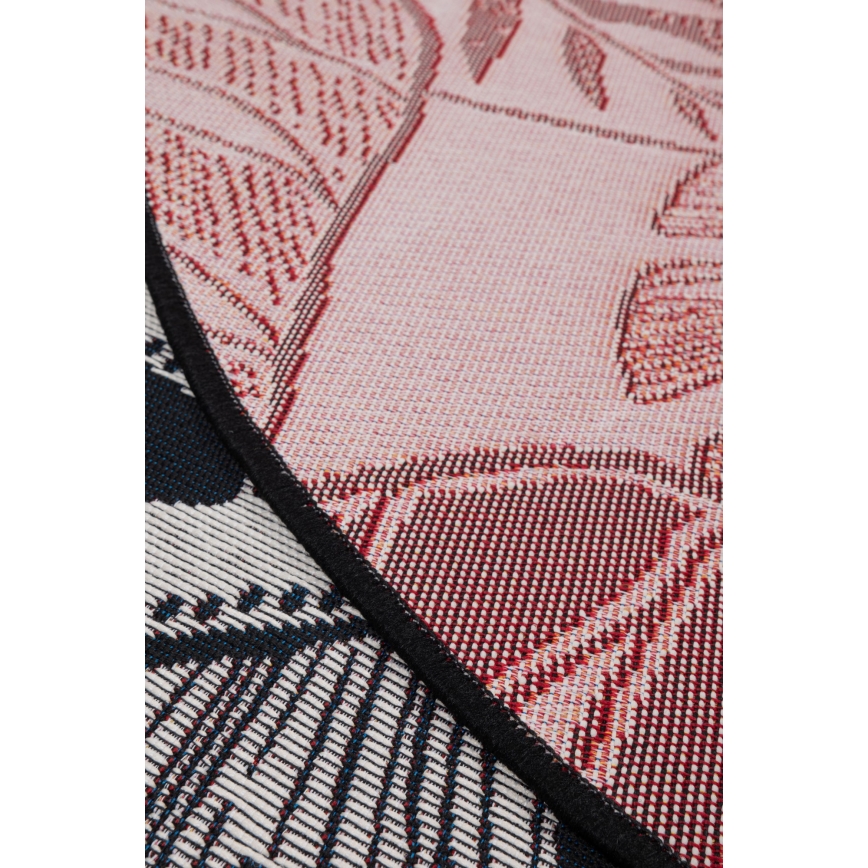 Outdoor-Teppich JUNGLE 135 cm Schwarz/Weiß – Blattmuster