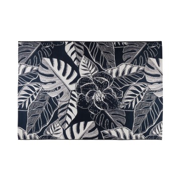 Outdoor-Teppich JUNGLE 160x220 cm schwarz/weiß, Blattmuster