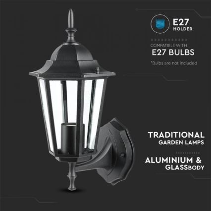 Outdoor-Wandlampe 1xE27/40W/230V IP44 schwarz