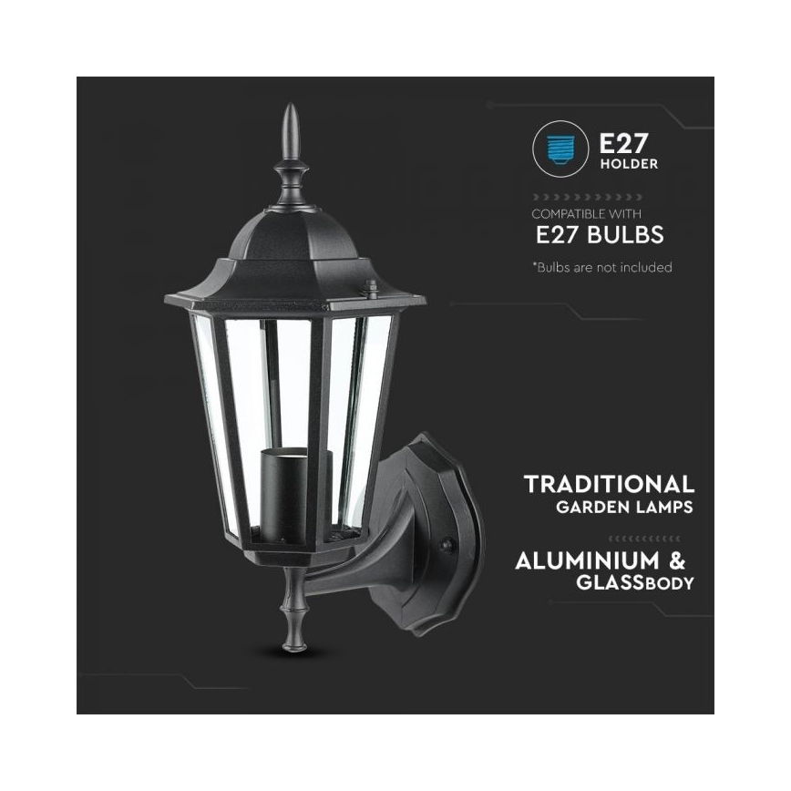 Outdoor-Wandlampe 1xE27/40W/230V IP44 schwarz