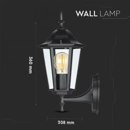 Outdoor-Wandlampe 1xE27/40W/230V IP44 schwarz