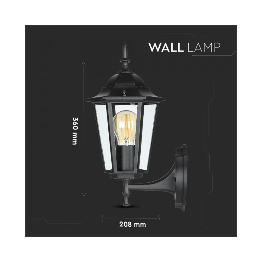 Outdoor-Wandlampe 1xE27/40W/230V IP44 schwarz