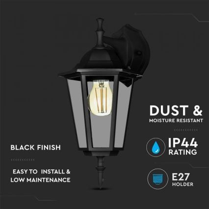 Outdoor-Wandlampe 1xE27/40W/230V IP44 schwarz