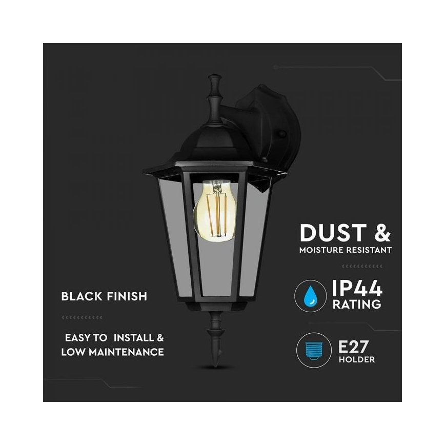 Outdoor-Wandlampe 1xE27/40W/230V IP44 schwarz