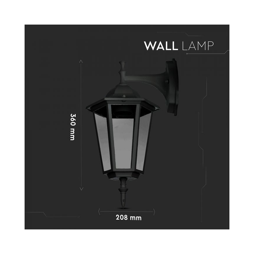 Outdoor-Wandlampe 1xE27/40W/230V IP44 schwarz
