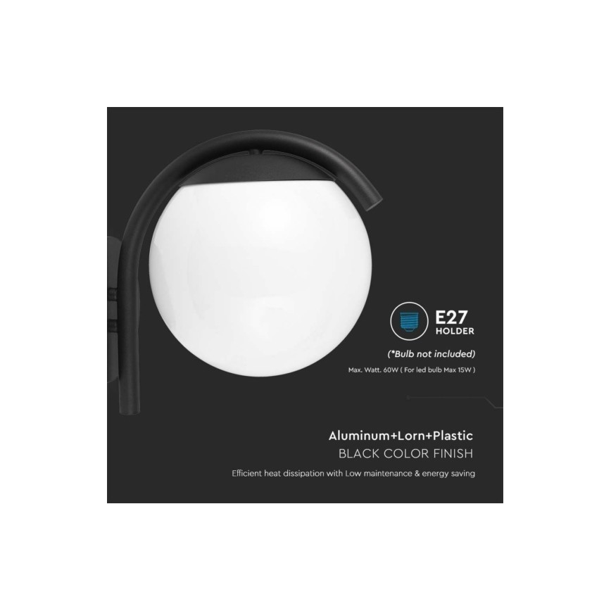 Outdoor-Wandlampe 1xE27/60W/230V IP44 schwarz