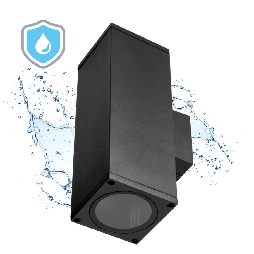 Outdoor-Wandleuchte 2xGU10/35W/230V IP54 eckig schwarz