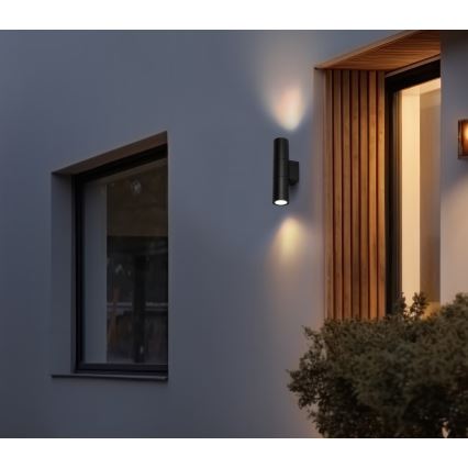 Outdoor-Wandleuchte 2xGU10/35W/230V IP54 rund schwarz