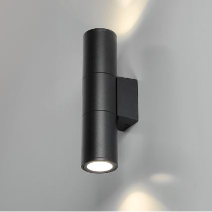 Outdoor-Wandleuchte 2xGU10/35W/230V IP54 rund schwarz