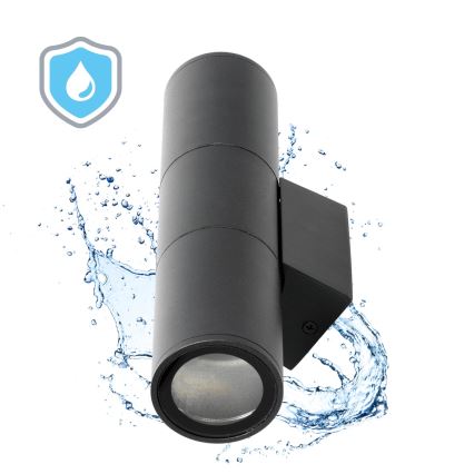 Outdoor-Wandleuchte 2xGU10/35W/230V IP54 rund schwarz