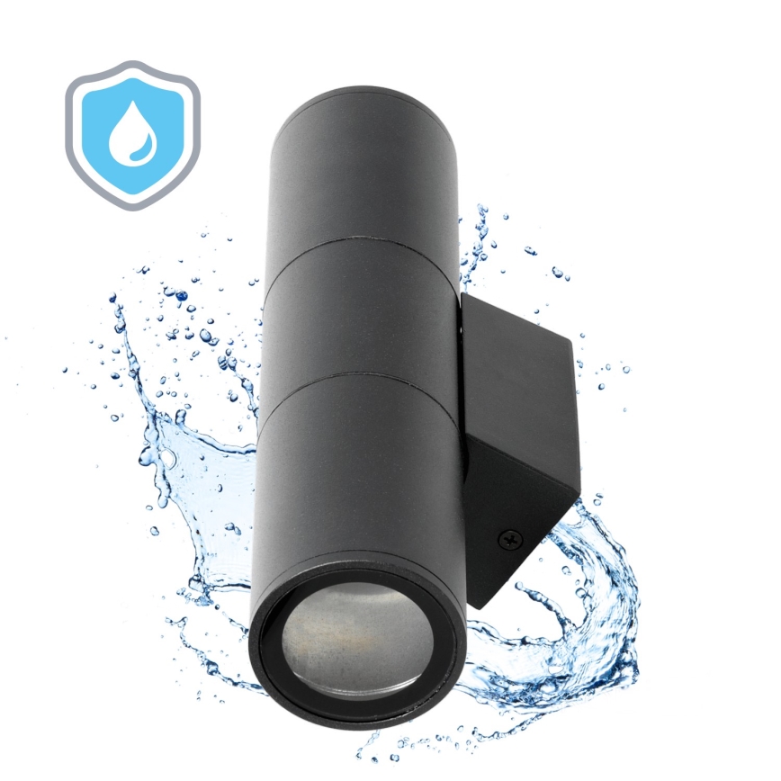 Outdoor-Wandleuchte 2xGU10/35W/230V IP54 rund schwarz