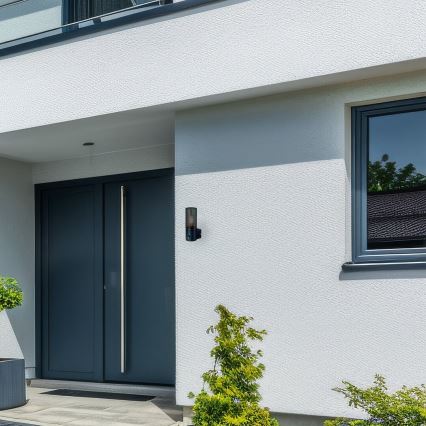 Outdoor-Wandleuchte mit Bewegungssensor HARLEM 1xE27/60W/230V IP44 schwarz