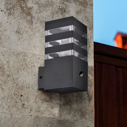 Outdoor-Wandleuchte mit Sensor TEKSAS 1xE27/12W/230V IP44 anthrazit