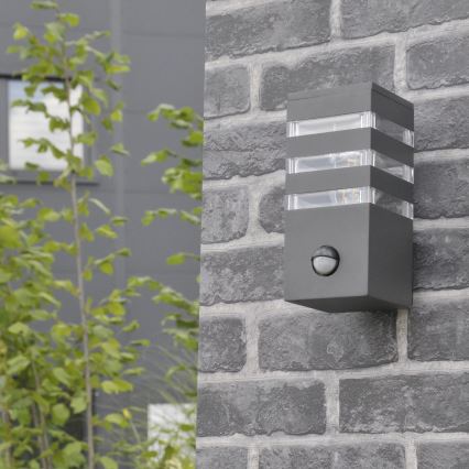 Outdoor-Wandleuchte mit Sensor TEKSAS 1xE27/12W/230V IP44 anthrazit