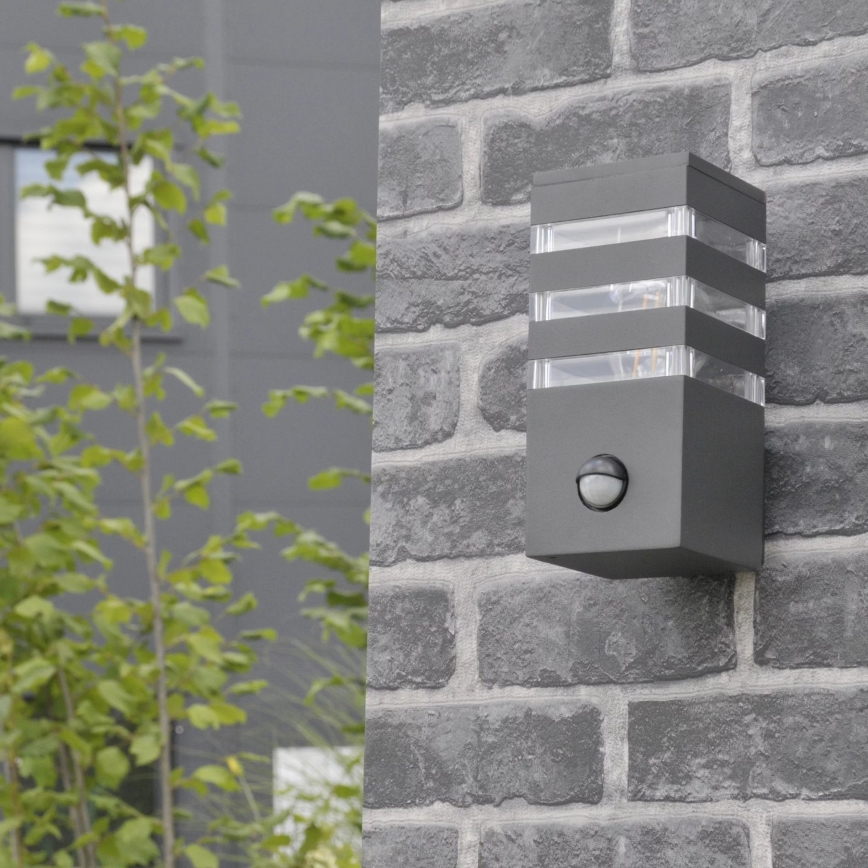 Outdoor-Wandleuchte mit Sensor TEKSAS 1xE27/12W/230V IP44 anthrazit