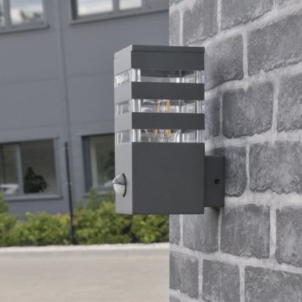 Outdoor-Wandleuchte mit Sensor TEKSAS 1xE27/12W/230V IP44 anthrazit