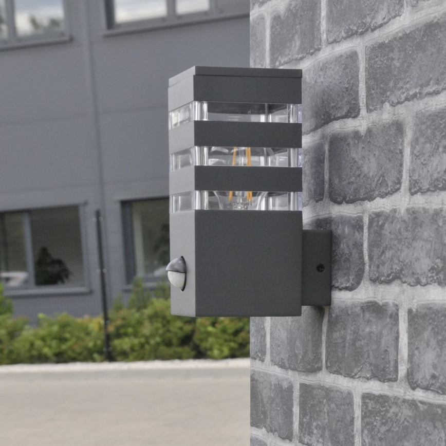 Outdoor-Wandleuchte mit Sensor TEKSAS 1xE27/12W/230V IP44 anthrazit
