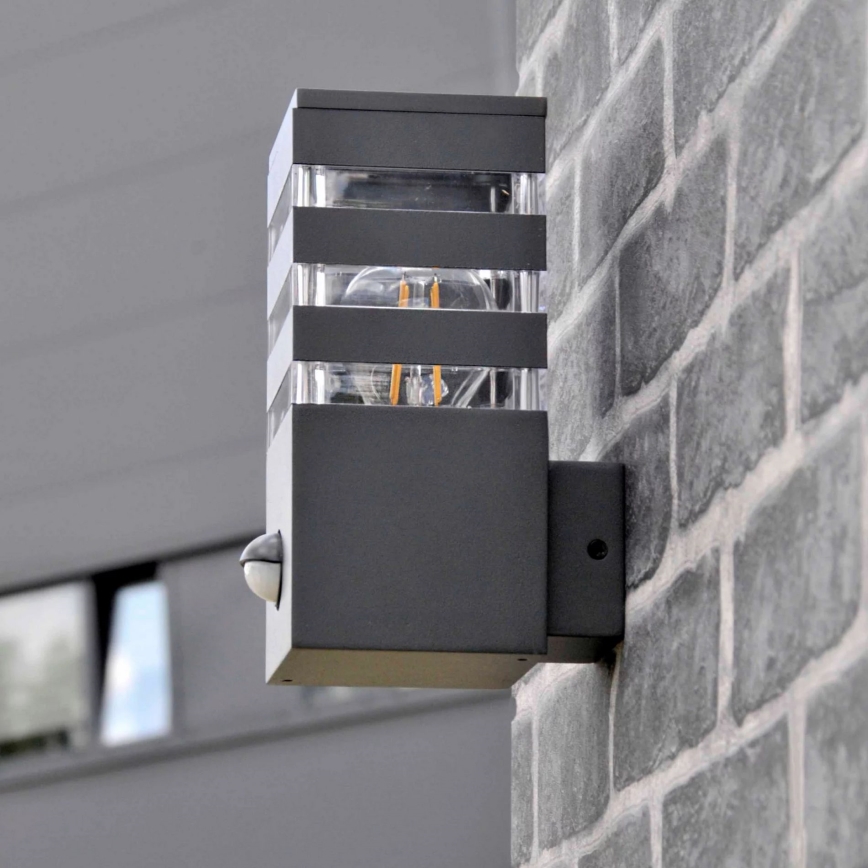 Outdoor-Wandleuchte mit Sensor TEKSAS 1xE27/12W/230V IP44 anthrazit