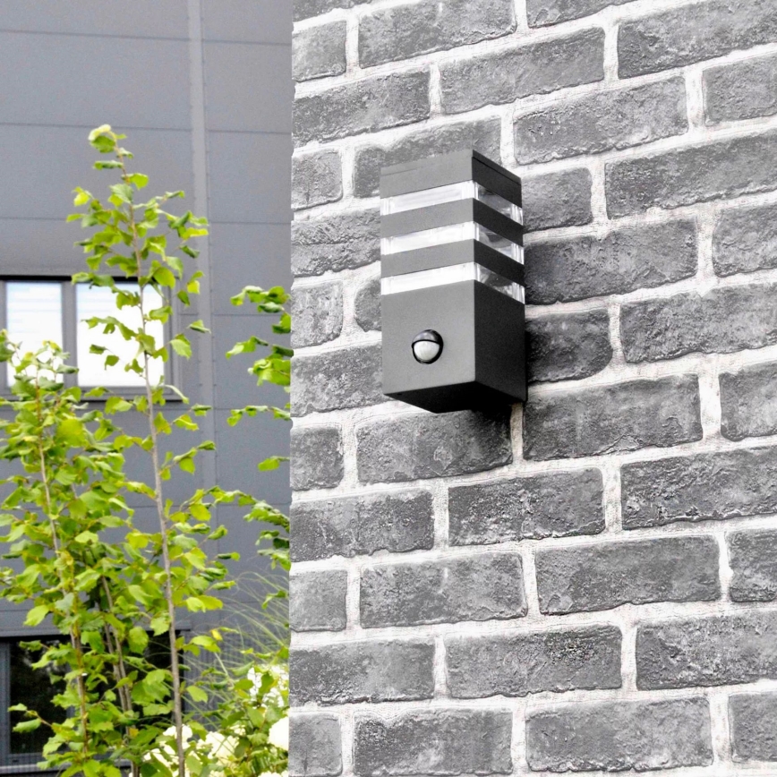 Outdoor-Wandleuchte mit Sensor TEKSAS 1xE27/12W/230V IP44 anthrazit