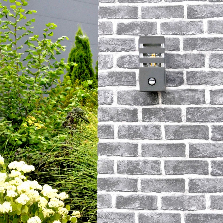 Outdoor-Wandleuchte mit Sensor TEKSAS 1xE27/12W/230V IP44 anthrazit
