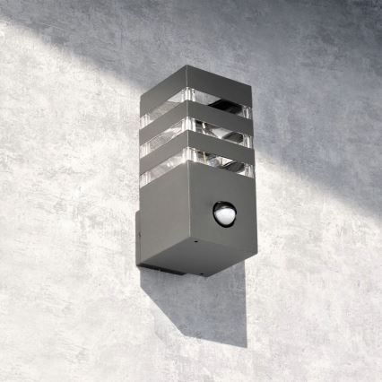 Outdoor-Wandleuchte mit Sensor TEKSAS 1xE27/12W/230V IP44 anthrazit
