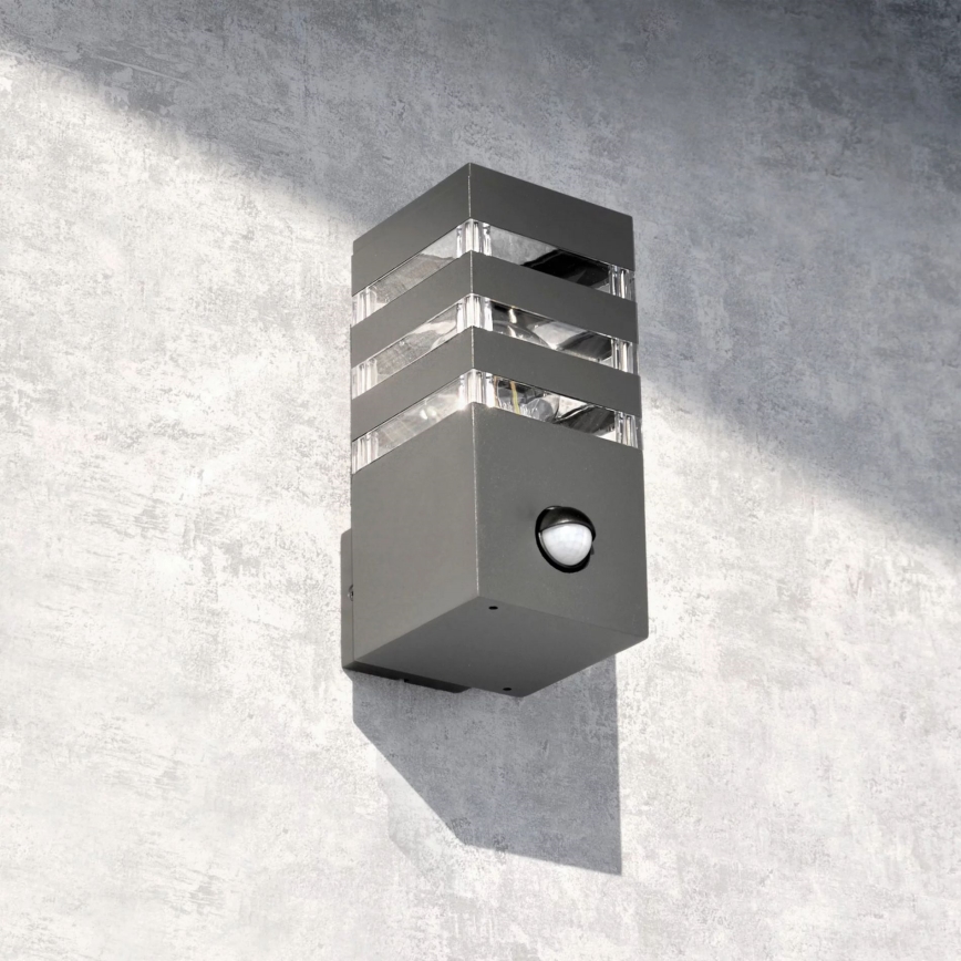 Outdoor-Wandleuchte mit Sensor TEKSAS 1xE27/12W/230V IP44 anthrazit
