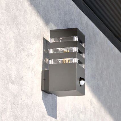 Outdoor-Wandleuchte mit Sensor TEKSAS 1xE27/12W/230V IP44 anthrazit
