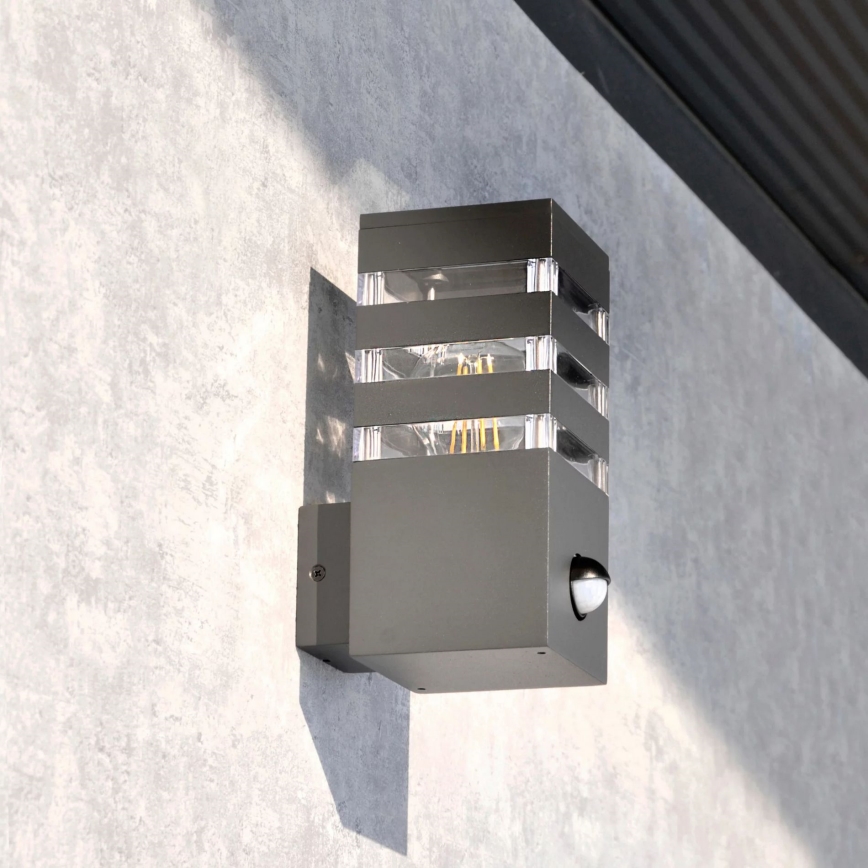 Outdoor-Wandleuchte mit Sensor TEKSAS 1xE27/12W/230V IP44 anthrazit